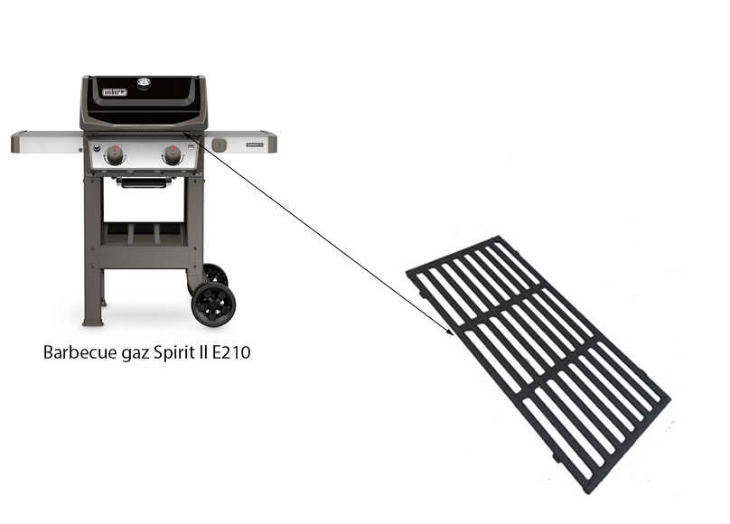Grille fonte Spirit II 210 petit modèle 13 Weber 3,6 kg Fonte Grille pour barbecue Weber Spirit e 210 à